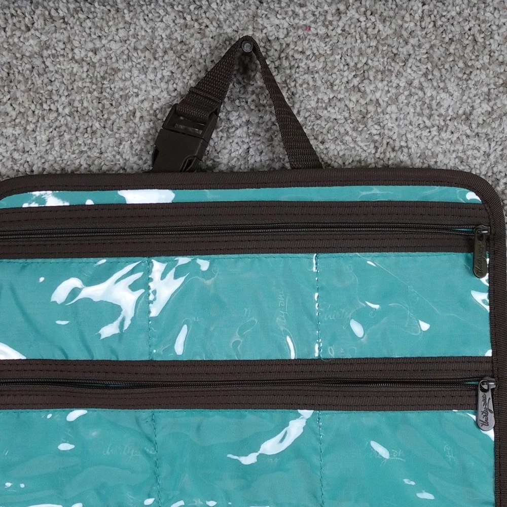 Thirty-One‎ Uptown Jewelry Bag Sea Plaid Toiletry Makeup Organizer Bag